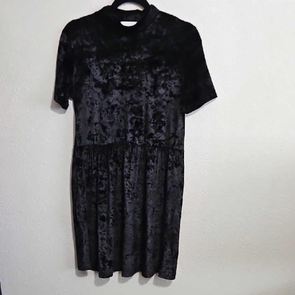 Black Crushed Velvet Dress